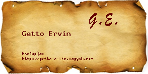 Getto Ervin névjegykártya